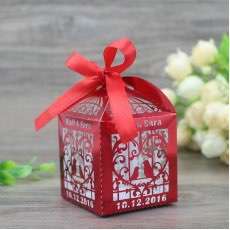 Wedding Box Customized Red Box with Ribbon Candy Box